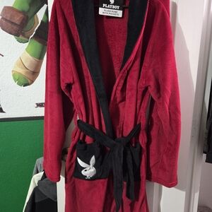 Playboy Red and Black Plush Robe